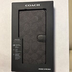 Coach Textured Black iPhone 15 Pro Max Folio Case